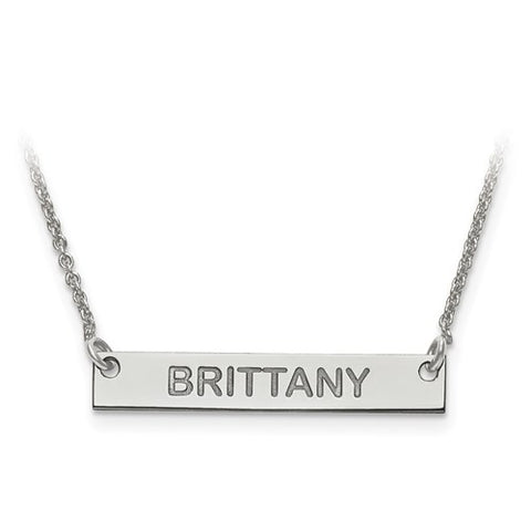 25x4MM Custom Horizontal Bar on 18" Cable Chain - 14K White Gold