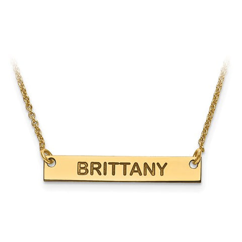 25x4MM Custom Horizontal Bar on 18" Cable Chain - 10K Yellow Gold