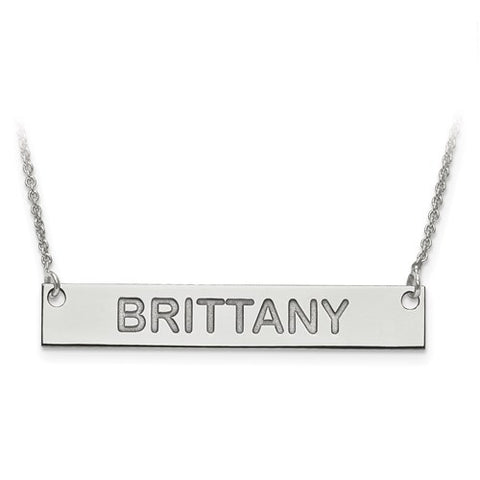 38x6MM Custom Horizontal Bar on 18" Cable Chain - 10K White Gold