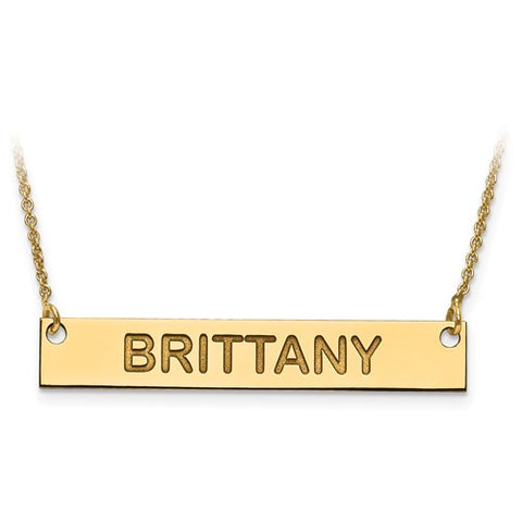 38x6MM Custom Horizontal Bar on 18" Cable Chain - 10K Yellow Gold