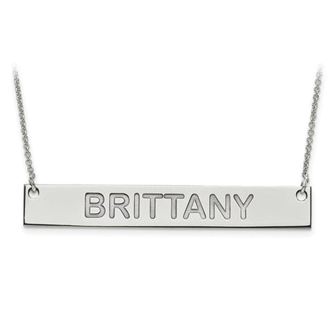 50x7MM Custom Horizontal Bar on 18" Cable Chain - 10K White Gold