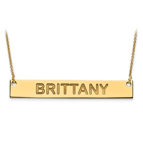 50x7MM Custom Horizontal Bar on 18" Cable Chain - 10K Yellow Gold