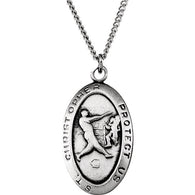 24MM St. Christopher Baseball Charm on 24" Curb Chain - Sterling Silver