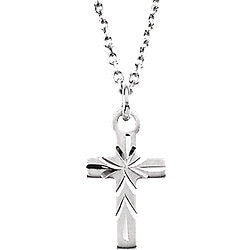 Cross Necklace 14K White Gold Children's