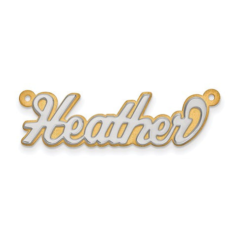 39x11MM 3D Script Nameplate - 14K Yellow and White Gold