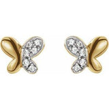 5MM Diamond Accent Butterfly Stud Earrings - 14K Yellow Gold