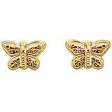 5MM Butterfly Stud Earrings - 14K Yellow Gold
