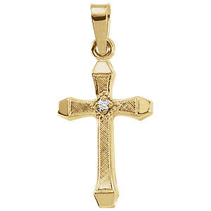 Diamond Cross Charm - 14K Yellow Gold