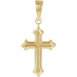 13MM Cross Charm on 15" Cable Chain - 14K Yellow Gold