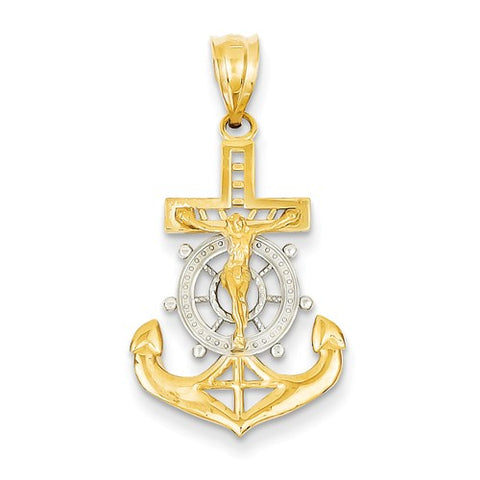 Mariners Cross Charm - 14K Yellow and 14K White Gold