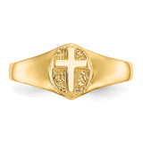 Cross Ring Size 3.5 - 14K Yellow Gold