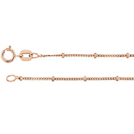 1MM Beaded Chain (Available in 14" or 16") - 14K Rose Gold