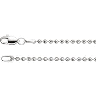 1.8MM Hollow Bead Chain (Available in 12", 14" and 16") - 14K White Gold