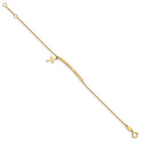 5.5" Cross Charm Bracelet with .5" Extender - 14K Yellow Gold
