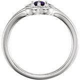 2.5MM Amethyst "February" Flower Ring Size 3 - 14K Yellow Gold