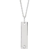 Bar Diamond Charm on 18" Chain - Sterling Silver