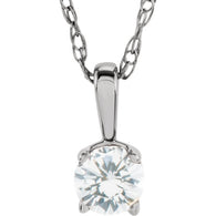 3MM Diamond "April" Charm on 14" Chain -14K White Gold