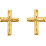 9MM Gold Cross Stud Screw Back Earrings - 14K Yellow Gold