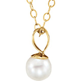 4MM Pearl Charm on 15" Cable Chain - 14K Yellow Gold