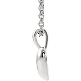 10MM Heart Charm on 15" Cable Chain - 14K White Gold
