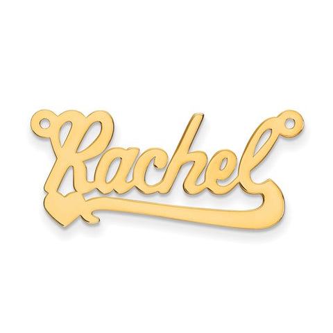 32x14MM Script Nameplate with Heart and Banner - 10K Yellow Gold