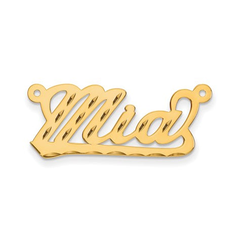 32x13MM Diamond-cut Script Nameplate - 10K Yellow Gold