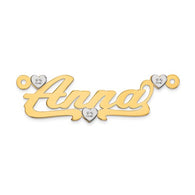 39x12MM Script Nameplate with Diamond Accent Hearts - 10K Yellow and White Gold
