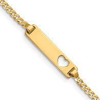 5.5" Baby ID Curb Bracelet w/Cutout Heart - 14K Yellow Gold