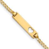 5.5" Baby ID Curb Bracelet w/Cutout Heart - 14K Yellow Gold
