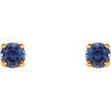 3MM Sapphire "September" Stud Earrings - 14K Yellow Gold