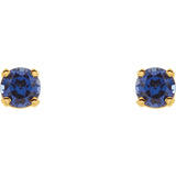3MM Sapphire "September" Stud Earrings - 14K Yellow Gold