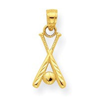 Baseball Bats and Ball Charm - 10K Yellow Gold
