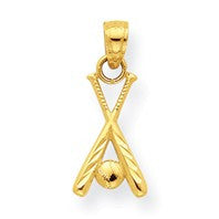 Baseball Bats and Ball Charm - 10K Yellow Gold