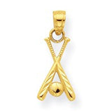 Baseball Bats and Ball Charm - 10K Yellow Gold