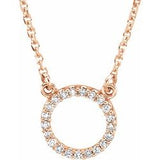 10MM Diamond Circle 16" Necklace - 14K Yellow Gold