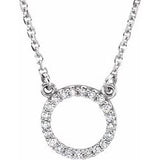 10MM Diamond Circle 16" Necklace - 14K White Gold