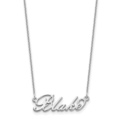 Fancy Script Nameplate Necklace - Sterling Silver