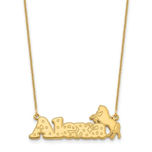 Horse Nameplate Necklace - Yellow Gold
