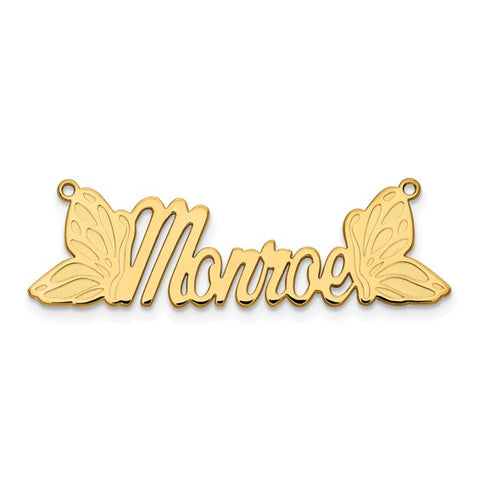 Butterfly Nameplate Necklace - Yellow Gold