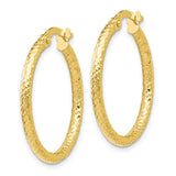 25MM Diamond Cut Hoop Earrings - 10K Yellow Gold