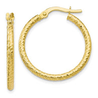 25MM Diamond Cut Hoop Earrings - 10K Yellow Gold