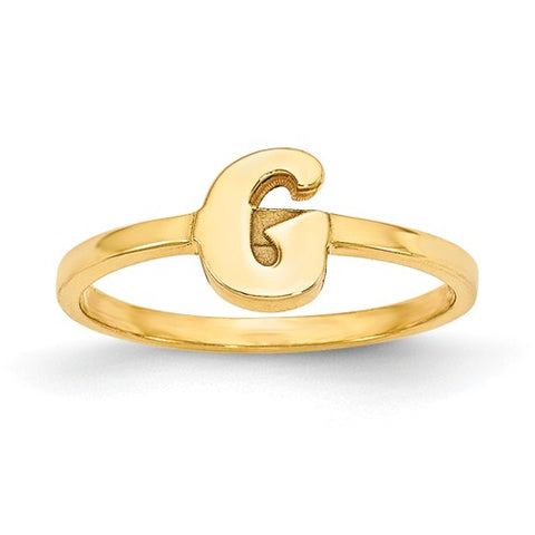 Block Single Letter Initial Ring (Available in sizes 5-7) - 10K Yellow Gold
