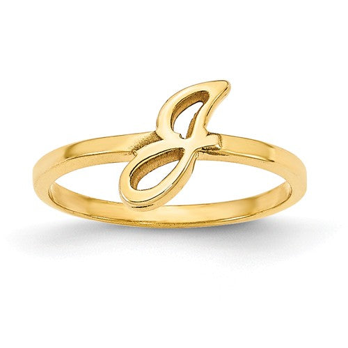 Block Font Signet Ring with initials in Gold Black Fill Real Gold - Yellow 10K