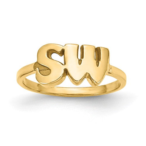 Block Double Letter Initial Ring (Available in sizes 5-7) - 10K Yellow Gold