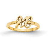 Script Double Letter Initial Ring (Available in sizes 5-7) - 10K Yellow Gold