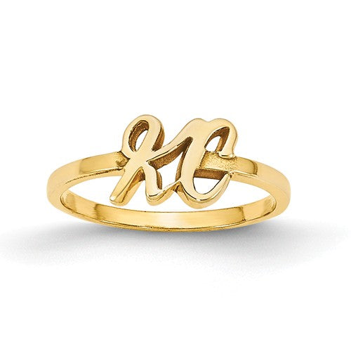 Script Double Letter Initial Ring (Available in sizes 5-7) 10K