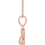 10MM Diamond Angel Charm on 15" Cable Chain - 14K Rose Gold