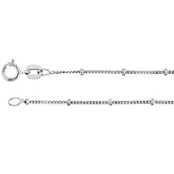 1MM Beaded Curb Chain (Available in 14" or 16") - 14K White Gold