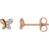 5MM Diamond Accent Butterfly Stud Earrings - 14K Rose Gold