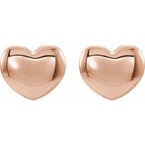 6MM Puffed Heart Stud Earrings - 14K Rose Gold